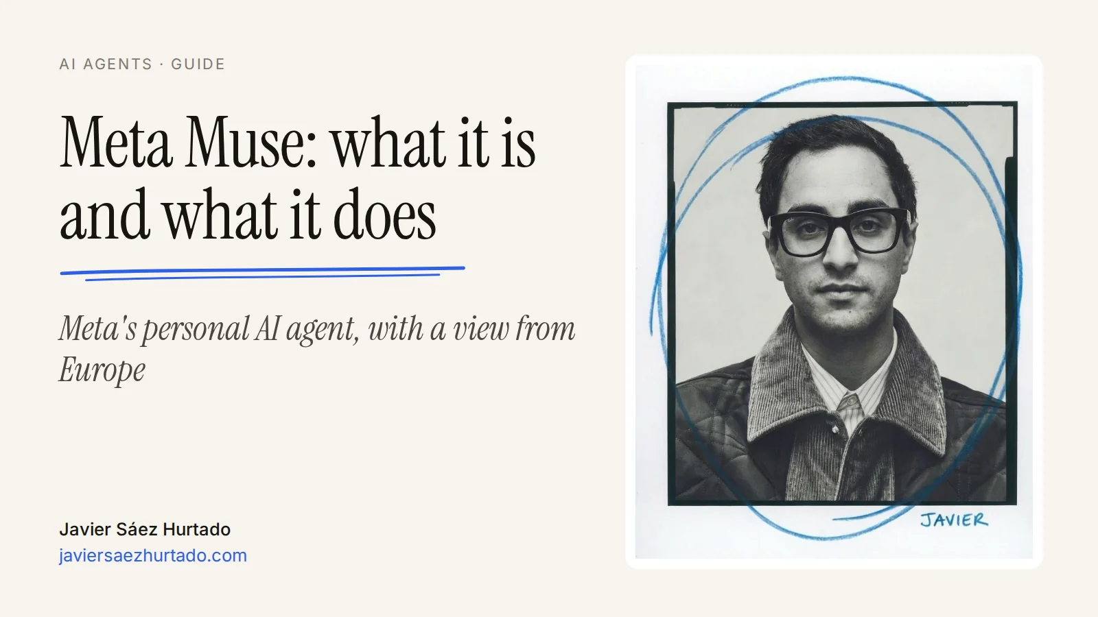 Cover of the article “Meta Muse: what it is and what it does”, with a portrait of Javier Sáez Hurtado